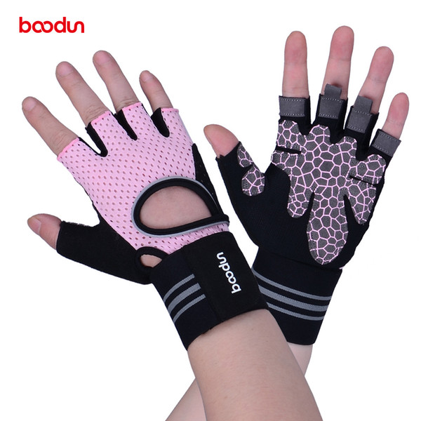 Boodun Brand Gym Glove Half Finger Bicycle Sport Cycling Gloves Gel Pad Biking Breathable Anti-slip Women Fitness Glove Men