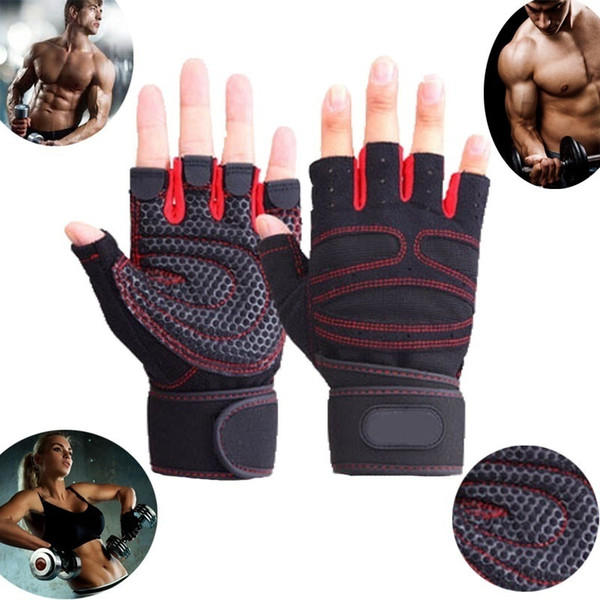 Men Women Half Finger Fitness Gloves Weight Lifting Gloves Protect Wrist Gym Training Fingerless Weightlifting Sport Gloves