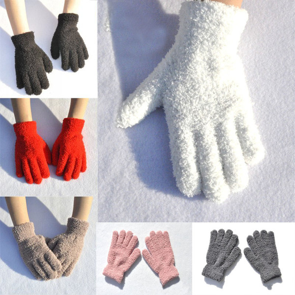 Wholesale Adult Solid Color Plush Knitted Soft Gloves Women Men Winter Warm Plus Velvet Thickening Glove 6 Colors H928Q