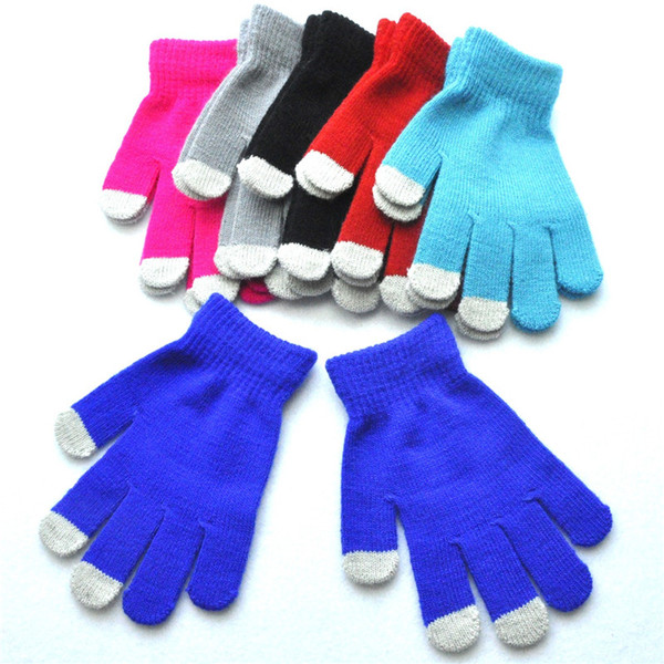 Winter Warm Pupils Cold Protection Knitting Gloves Touch Screen Gloves For Mobile Phone Outdoor Riding Glove 6 Colors Friends Gift H926Q