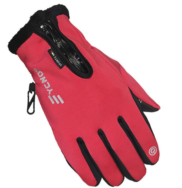 Winter riding outdoor windproof warm non-slip ski mountaineering zipper three-finger touch screen men and women gloves