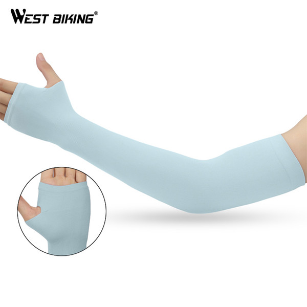 WEST BIKING Arm Sleeves Ice Fabric Breathable Quick Dry Running Sportswear Sun UV Protection Long Arm Cover Cycling Sleeves