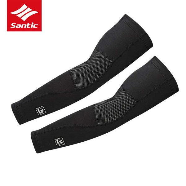 Santic Winter Fleece Thermal Anti-UV Sport Arm Sleeve Cycling Running Sleeve Arms Warmer Bike Armwarmers Manguito Manga De Brazo