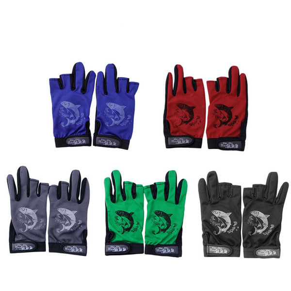 1Pair Outdoor Sport Waterproof 3 Cut Finger Anti-slip Non-Slip Fishing Gloves