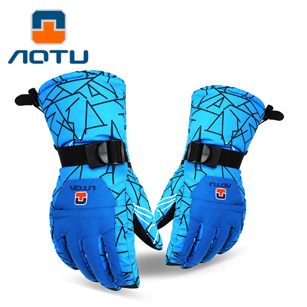 AOTU Men Women Ski Gloves Snowmobile Motorcycle Outdoor Cycling Mountaineering Skid Thick Waterproof Warm Gloves 097