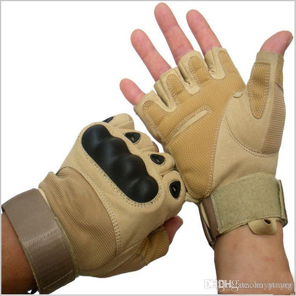 Outdoor Cycling Half Finger Gloves Military Tactical Half-Finger Gloves Breathable Slip Sports Skidproof Semi Finger Gloves Sand Color