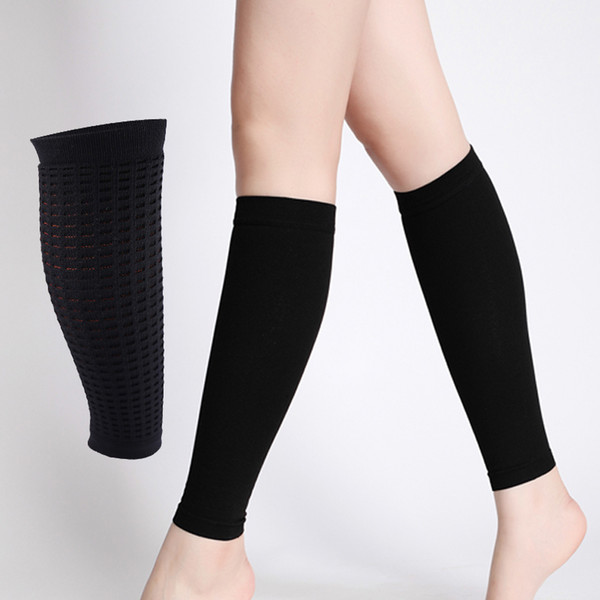 Black Nylon plus copper fiber Calf Sleeve Leg Compression Socks Guard Pad Protector Protect the calf compression socks Sports socksfree ship