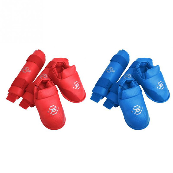 1Pair Shin Protectors Padded Muay Thai Boxing Shin Guards Instep Pad Karate Foot Protector Shank Leg Protectors Sports Safety