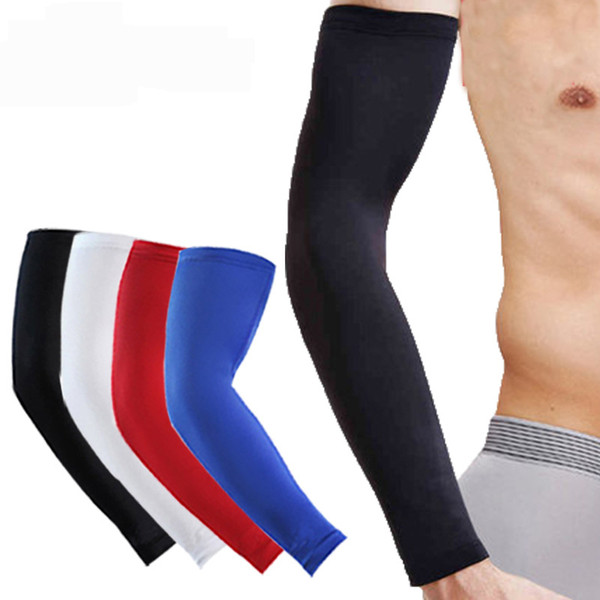 Solid Basketball Elbow Top Lycra Breathable Antiskid Quick Drying High Elastic Extended Edition Bracers Outdoor Safe Sports Arm Guard