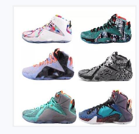 High Quality Athletic LeBron 12 Elite Basketball Shoes Men What The Black White Metallic Gold Multi Sneaker