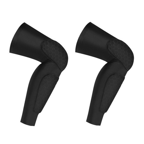 2 Pcs Sports Knee Pads Men Running Basketball Fitness Meniscus Anti-Knee Protector Warm Protective Gear - L (Black)