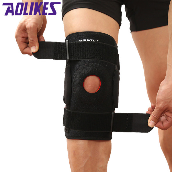 1PCS Knee Brace with Polycentric Hinges Professional Sports Safety Knee Support Black Pad Guard Protector Strap joelheira