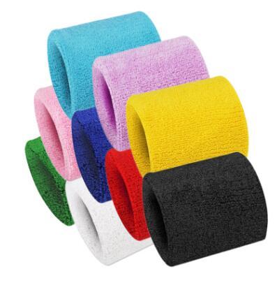 High Quality Cotton Sweat Wrist Band Bracers Sport Equipment Terry Cloth Support Protective Sweatbands Football Basketball Fitness Gym Yoga