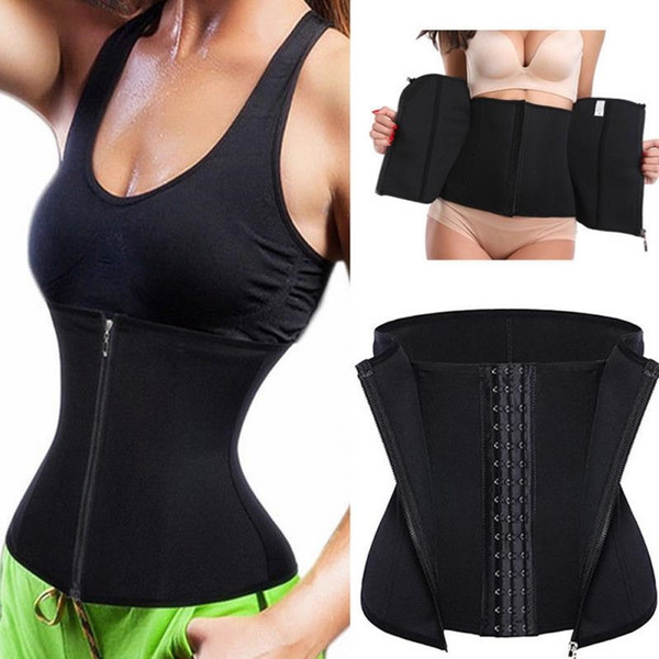 Woman Zipper Band Girdle Waist Trainer Neoprene With Hooks Shapewear Sport Belt #180251