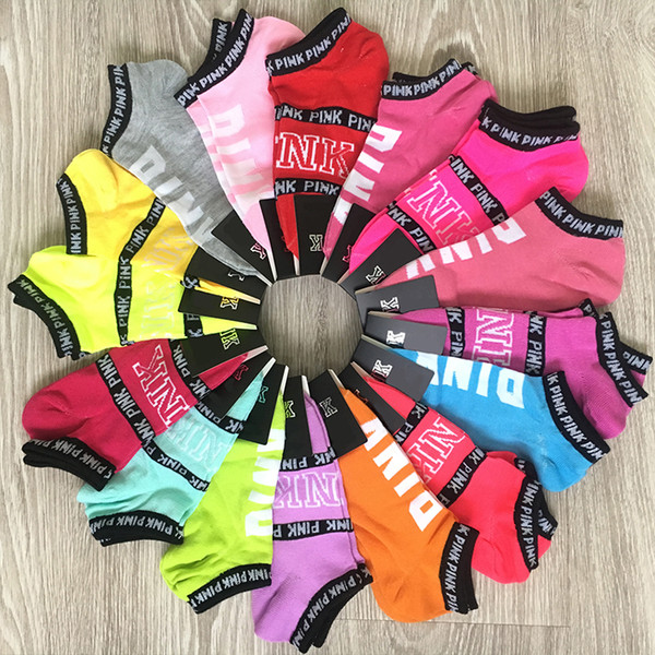 2019 Pink Ankle Socks Sports Cheerleaders Basketball Soccer Socks Girls Women Cotton Sports Pink Skateboard Sneaker Short Socks with Tags