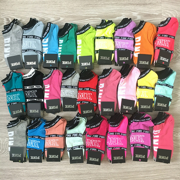 Fashion Short Pink Socks Girls Women Cheerleaders Basketball Ankle Cotton Socks Sports Football Socks Sneaker Stockings with Tags Wholesale