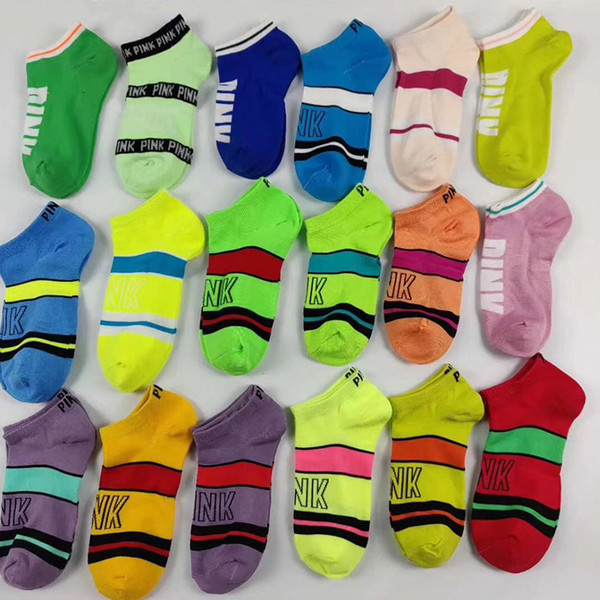 New Love Pink Letter Short Socks Women Girls Color Matching Sports Quick-dry Boat Socks for Ladies Running Ankle Socks