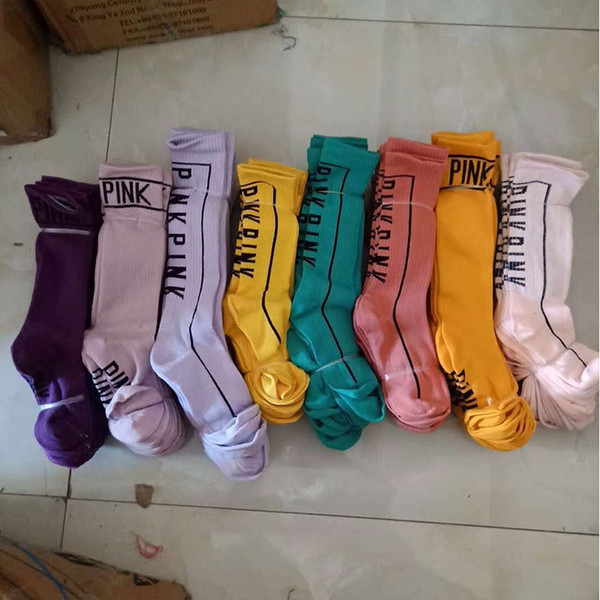 Women Girls Pink Knee High Long Socks Sports School Cheerleaders Socks Football Skateboard Winter Stockings for Ladies