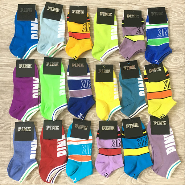 Women & Girls Pink Sock Quick Dry PINK Letter Socks Adult Short Fashion Sport Socks Cheerleader Teenagers Ankle Sock with Tags