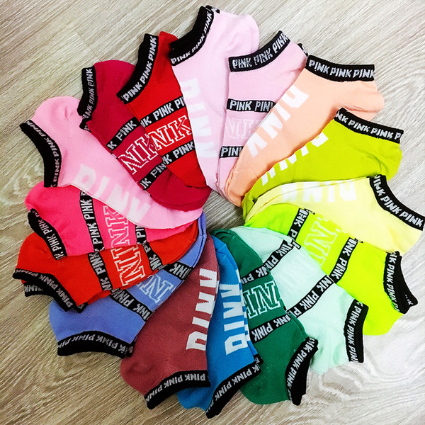 Fashion Ankle Pink Socks Adult Women Girls Short Socks Cotton Basketball Cheerleaders Sport Socks Pink Skateboard Sneaker Stockings