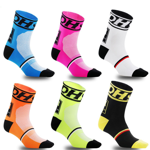 High Quality Cycling Socks Mens DH Sports Socks Mid-calf Running Basketball Socks Six Colour BREATHABLE WEAR Antiskid Women Unisex