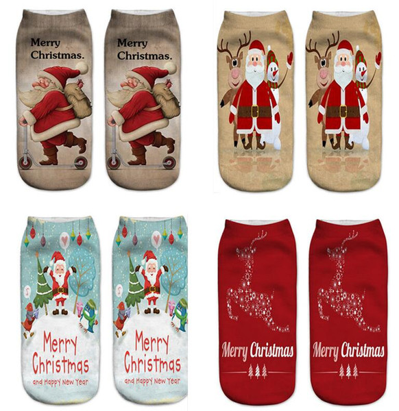 2018 3D Stockings Creative Cute Santa Claus Winter Ankle Sock Unisex Christmas Boat Socks Soft New Year Gift 12 Styles