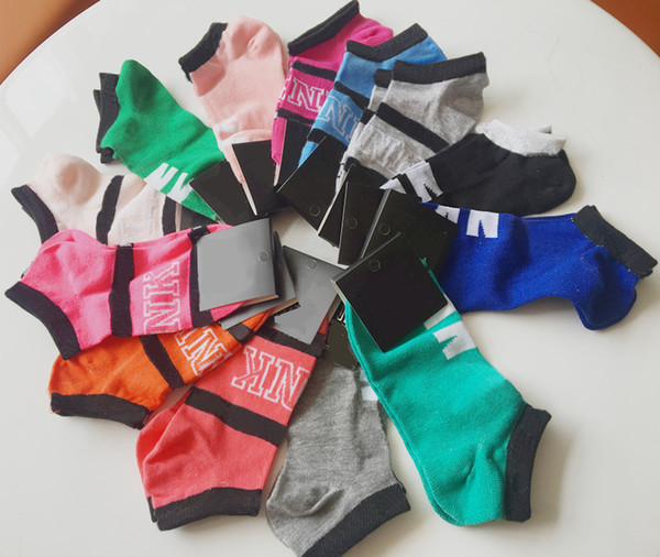 New Pink Black With Tag New Package Socks Fashion Women Sports Socks Short Sports Socks Cardboard Ankle Cotton Sock Multi Color shipping