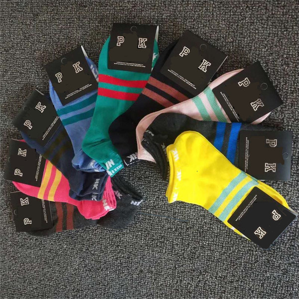 New Arrival Pink Black Ankle Socks Sports Short Sock With tags Cardboard Girls Women Cotton Sports Stocking Pink