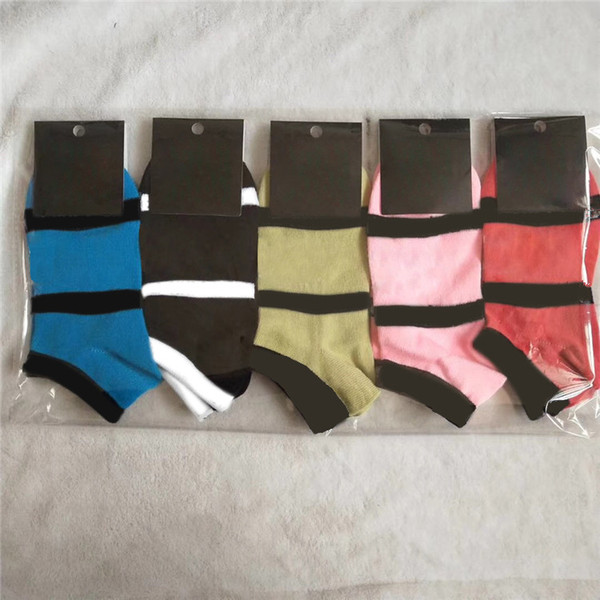 Cotton Pink Black Ankle Socks with Cardboard Sports Short Sock Girls Women Cotton Sports Socks Pink Tags Stockings Mix Color