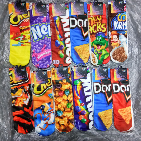 Length 30 cm Stockings Boys Girls Middle Socks Basketball Running Sport Cheerleaders Adult Long Socks 3D Printed Socks Printing One Side