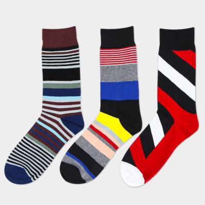 1Pair Summer Colored Striped Cotton Socks Men Sport Cotton Socks Art Jacquard Hit Color Long Dot Happy 2019 Men's cotton socks