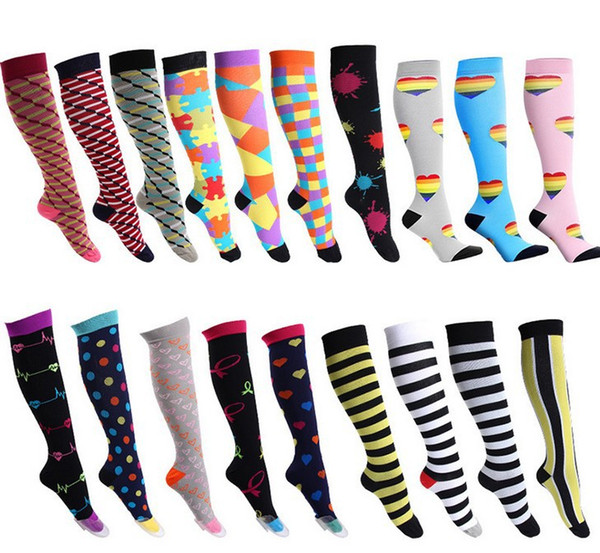 2019 Compression socks female male multicolor running elastic nursing calf stockings riding compression socks