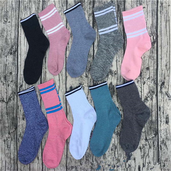 Grey Pink Mid-calf Length Crew Socks Fashion Women Sports Socks Long Sports Socks Sock Multi Color DHL Fast shipping