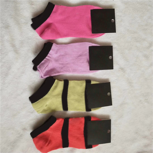 Black Pink Cotton Socks With tags Fashion Women Sports Socks Short Sports Socks Carboard Ankle Sock Multi Color Fast shipping