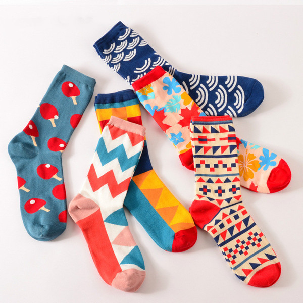 Colorful Crew Cotton Socks Men/Women British Style Casual Harajuku Fashion Funny Novelty Funny Socks.