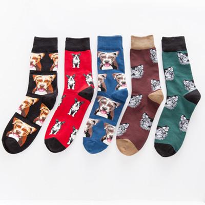 Dog Series Colorful High-heeled Men's Cotton Socks Funny Novelty Socks Good for Gift