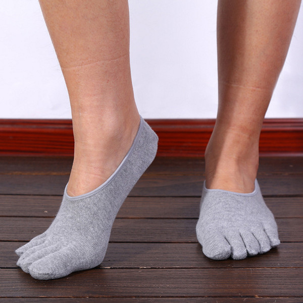 Solid Color Fashion Cotton Men's Five Finger Socks Breathable Anti-skid Boat Toe Socks Invisible Nonslip Ankle Socks