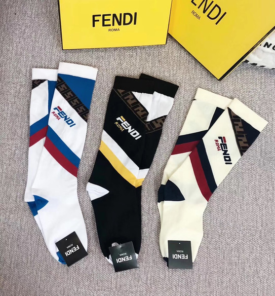 FF socks for women men 2019 winter fashion street socks with gift box white black color stocking