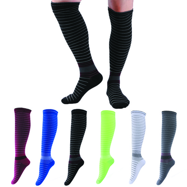 6 Pairs=1 Lot S/M&L/XL Sports Elastic Compression Ankle Socks Quick dry Muscle Sport socks Knee-Stockings Stripes Exercise Pressure Soccer s