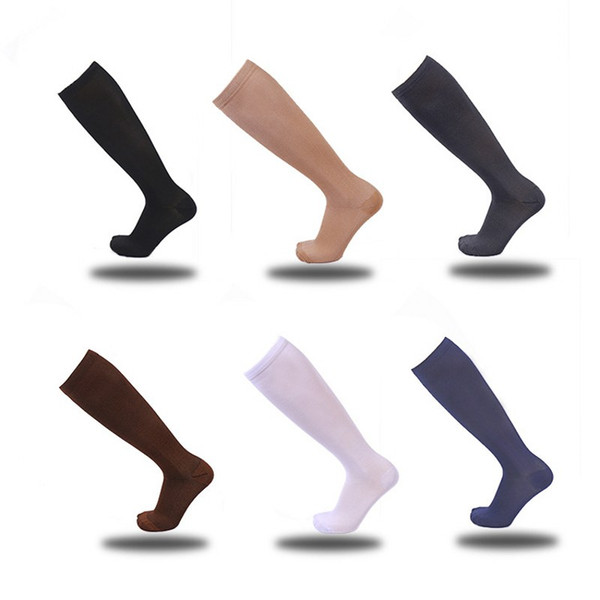 2017 6 Colors New Knee High Graduated Compression Socks Anti Fatigue Compression Socks Unisex Women Men Anti Fatigue Magic socks