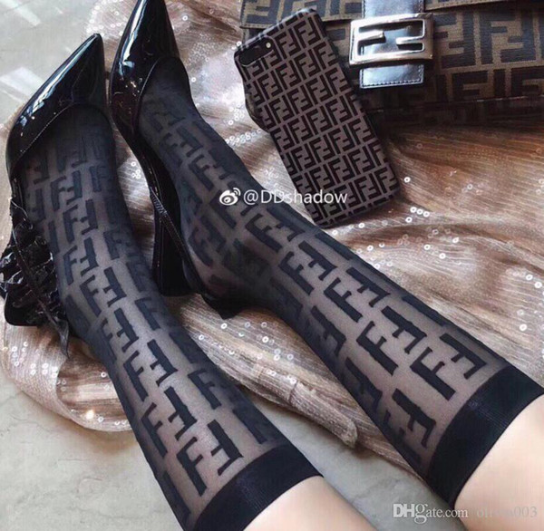 2019 Luxury NEW Summer ins facebook hot new Halloween runway wholesale Letter sexy FF Socks Short stockings Paris style Occident style