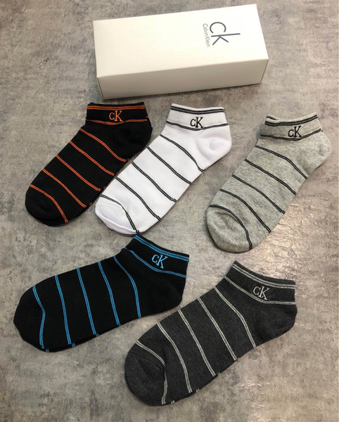 With Box Famous Letter Socks New Cotton Sock stripe Summer Autumn Fitted Brand Letter men and women Design Invisible Boat Socks A28