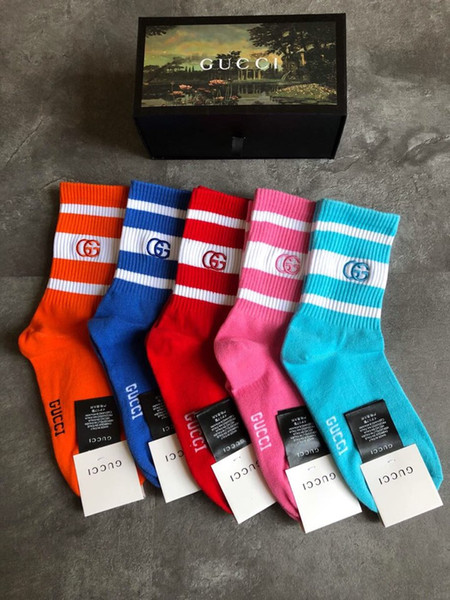 With Box Famous Letter long Socks New G candy color Cotton Sock Fitted Brand Design socks colorful stockings 081