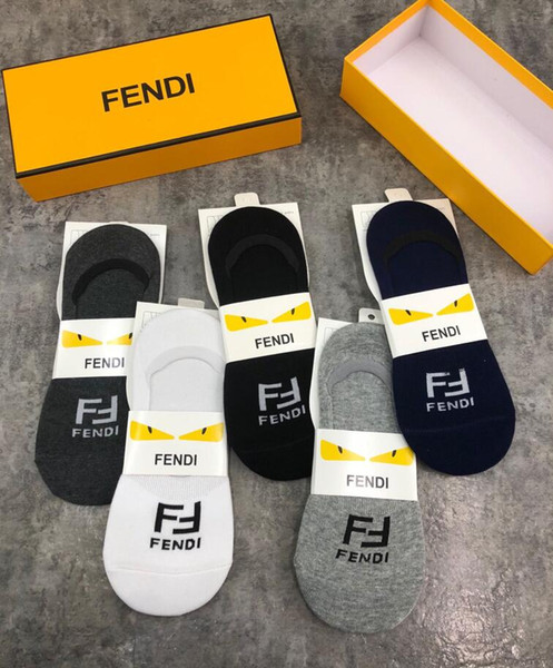 With Box Famous Letter Socks New Cotton Sock Slippers Summer Autumn Fitted Brand Design F letter Invisible Boat Socks For Women 017