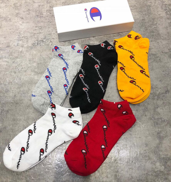 With Box Famous Letter Socks New Cotton Sock Summer Autumn Fitted Brand Design Invisible Champion Socks women and men socks 064