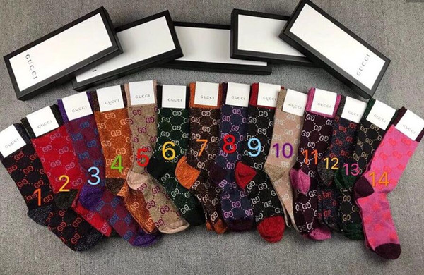 With Box Famous Letter long Socks New Cotton Sock Fitted Brand Design G women socks 067