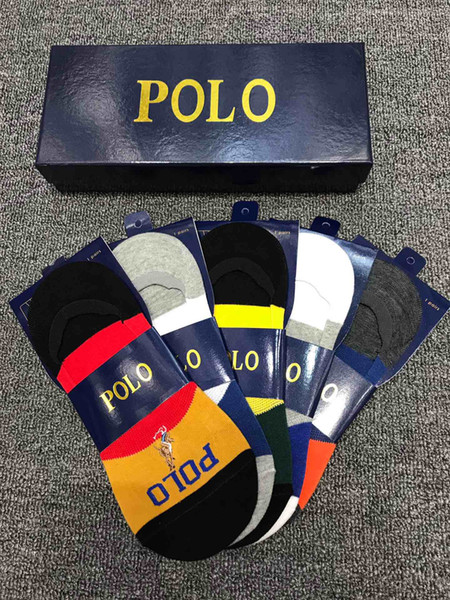 With Box Famous Letter Socks New Cotton Sock Slippers Summer Autumn Fitted Brand Letter men and women polo Design Invisible Boat Socks A27