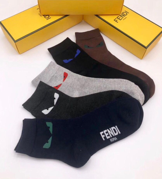 Fashion Unisex With Box Famous F devil Socks stockings for Women Fashion Designer Ladies Antibacterial Cotton Luxury brand Sport Sock 014