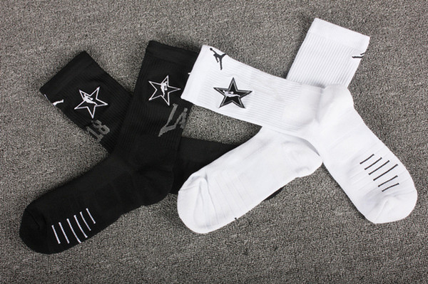 LA2018 star style Los Angeles team sports socks men's professional long tube terry basketball socks thick towel bottom elite socks