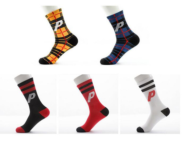 Hot p letter tide socks bar socks stockings mens sports street tide Harajuku skateboard womens cotton sock